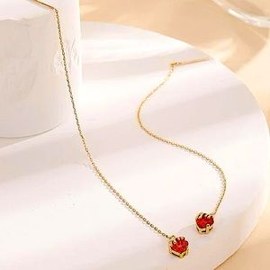 18K GOLD PLATED STRAWBERRY ZIRCON THREADER EARRINGS